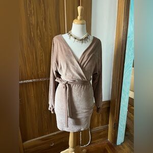 JLUXLABEL Tan Ribbed Mini Dress